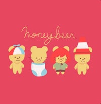 a group of teddy bears with the words honey bear on them